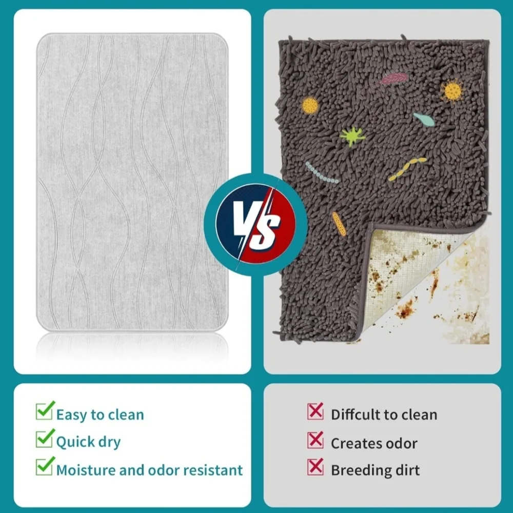 COPY - Stone Bath Mat, Diatomite Natural Earth Stone, Absorbent, Non-Slip